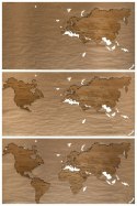 Drewniana mapa świata z granicami i nazwami państw, 4 kolory