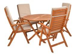 Zestaw mebli ogrodowych Bradford stół o średnicy 110cm + 4 krzesła Calgary + poduchy : Kolor poduch - wszystkie 3 grupy - Podusz